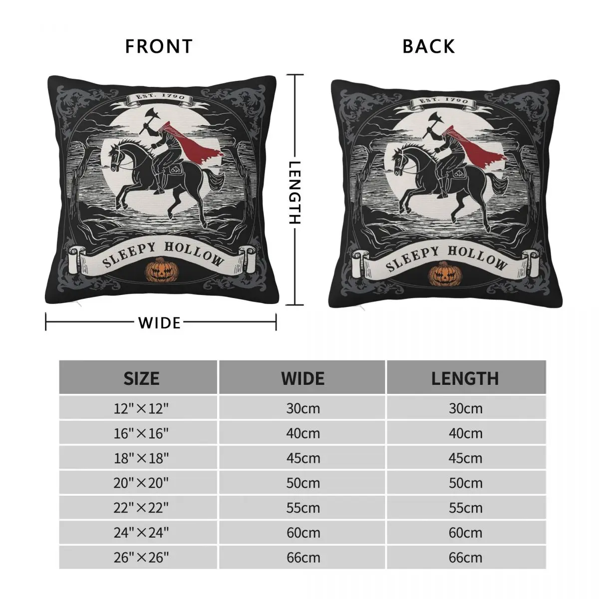 Headless Horseman Sleepy Hollow Square Pillowcase Polyester Linen Velvet Creative Zip Decor Throw Pillow Case Sofa Cushion Cover