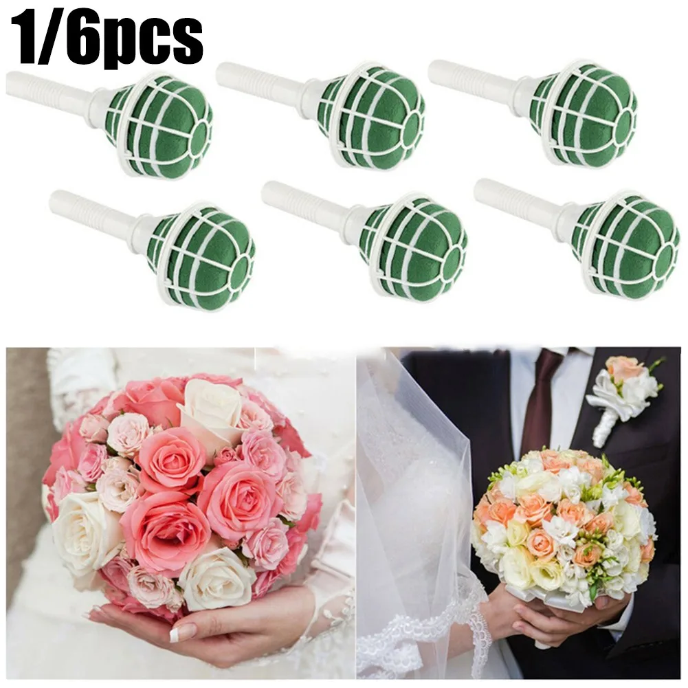 

1/6pcs Wedding Bridal Rose Floral Foam Bouquet Handle Flower Holder Decoration DIY Gadgets Fashion Party Supplies