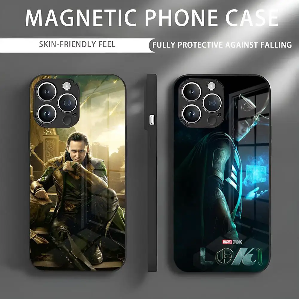 Marvel Story God Loki Phone Case IPhone 16 15 14 13 12 11 X XR XS XSMAX 8 Plus Mini Pro Max Glass Magnetic Phone Case