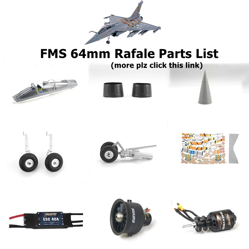 FMS 64mm Rafale EDF Ducted Fan Jet Parts Retract Landing Gear Set System Motor ESC RC Airplane Model Plane Aircraft Avion Spare