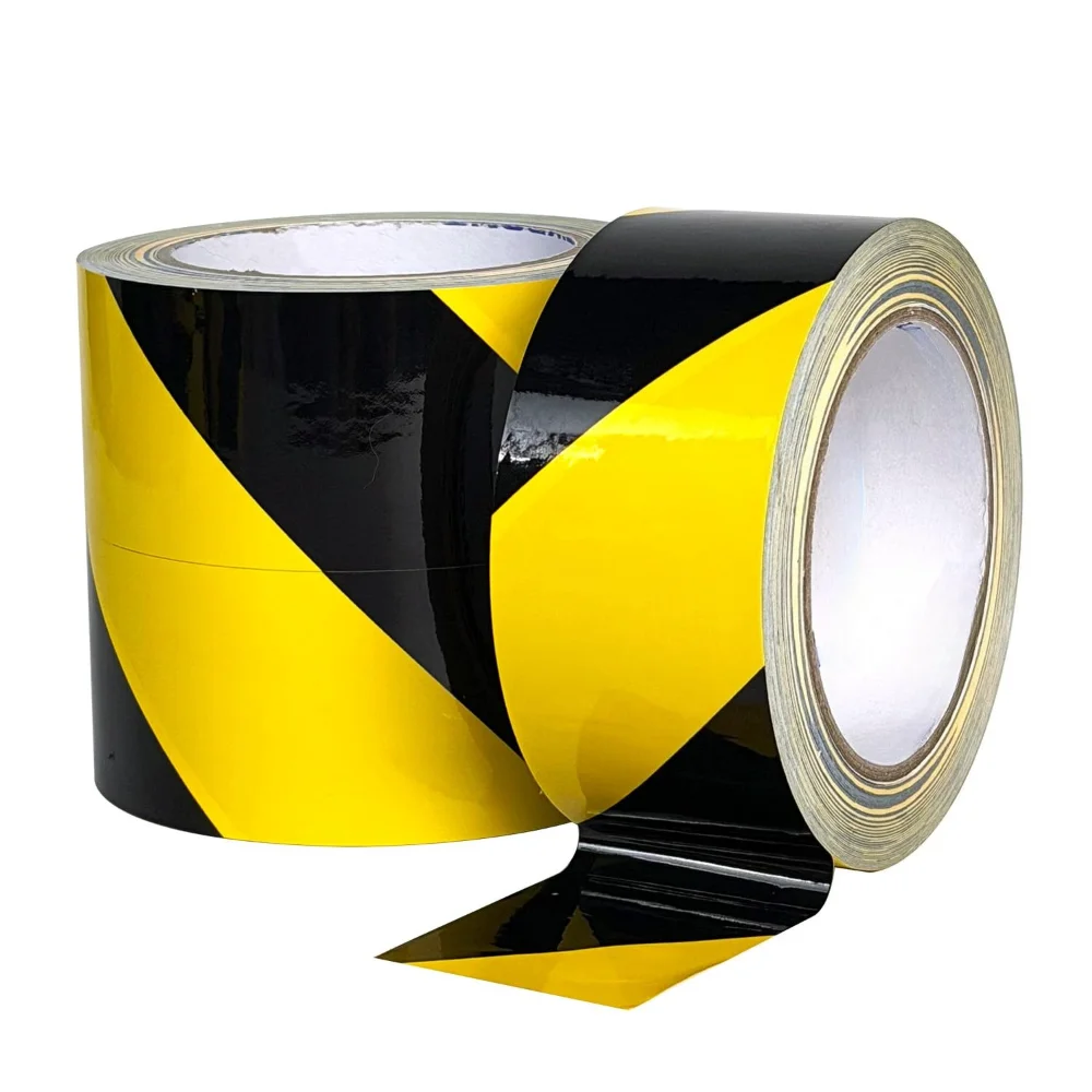 Black & Yellow Caution Tape Warning Safety Stripe Tape, Floor Marking Tape, Strong Adhesive Wear Resistance Hazard Danger Tape