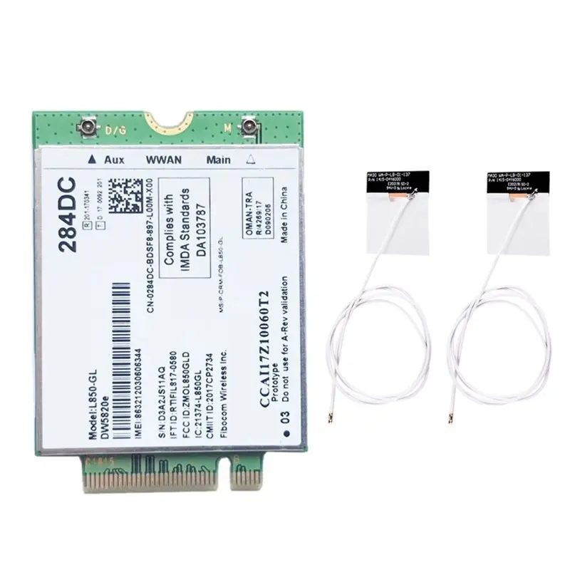 

New Arrivals-L850-GL LTE 4G Card Module+ 2X Antenna DW5820E 0284DC 284DC For Dell Laptop 3500 5400