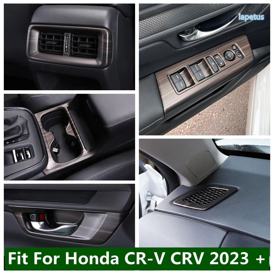 

Accessories For Honda CR-V CRV 2023 2024 Inner Door Handle Hand-clasping Bowl / Window Lift Button Cover Trim Wood Grain Look