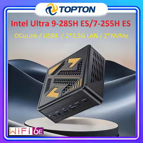 Topton OCuLink Mini PC Intel Ultra 9 285H ES 7 255H ES 5 235H ES USB4 2x2.5G LAN 2xNVMe Desktop Gamer Computer Windows 11 WiFi6E