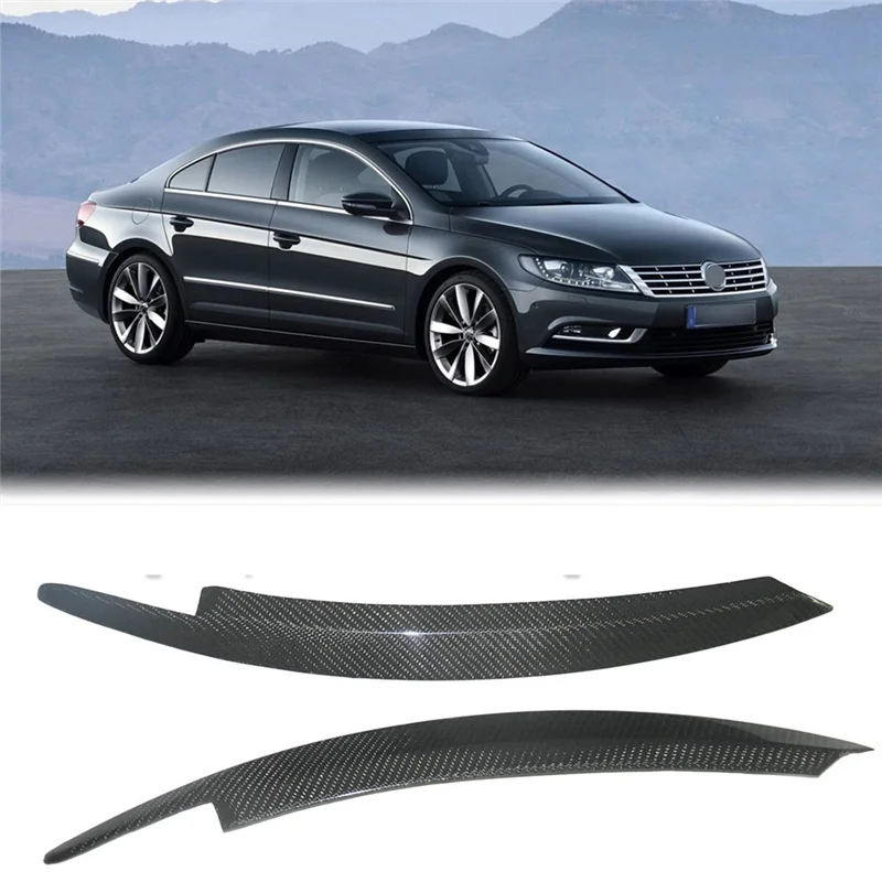 

Carbon Fiber Car Eyelids Eyebrows Lids Headlight Trim Covers For CC 2013-2018