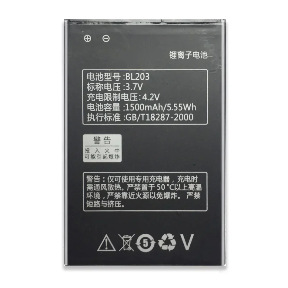 Batería de repuesto para teléfono móvil BL203, para Lenovo A278T A278 A365E A308T A369 A66 A318T A385E A309, 1500mAh