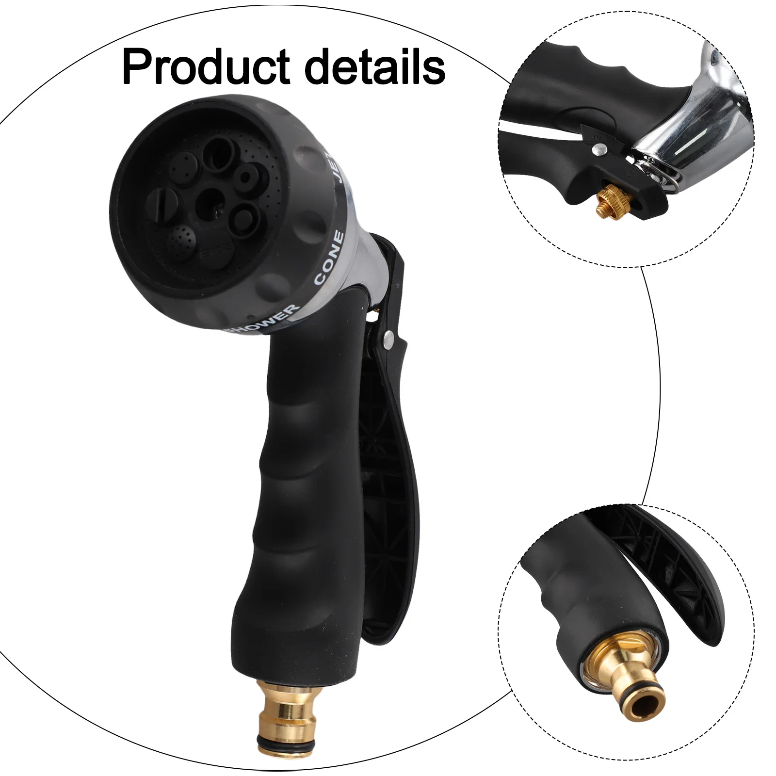 Versatile Tool Water Sprayer Nozzle Hose Nozzle Sprayer Slip-Resistant Sturdy ABS+TPR Ergonomic Grip Premium Material