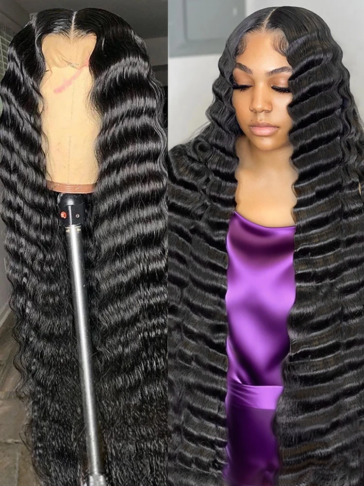 

Парик с кружевной передней частью 13x6 HD, 30-40 дюймов, плотность 250%, свободные глубокие волны, кудрявые человеческие волосы, водная волна, 13x4, 360, предварительно вычесанный, с кружевной передней частью