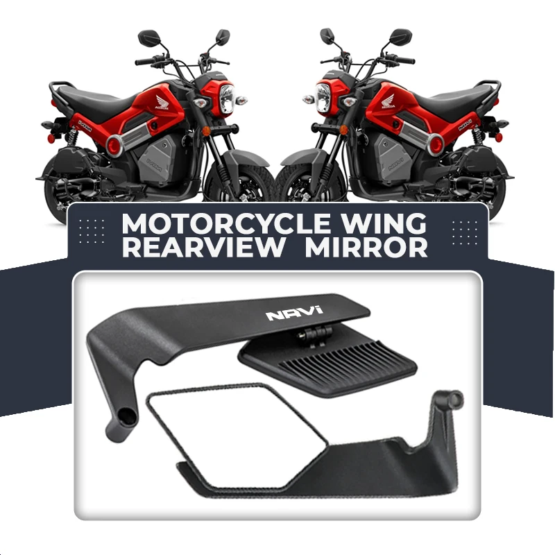 Espejo retrovisor de ala de viento fija para motocicleta, gran angular, certificado de pista, para HONDA DREAMWING Navi 110 Navi110 Na vi 110, logotipo personalizado