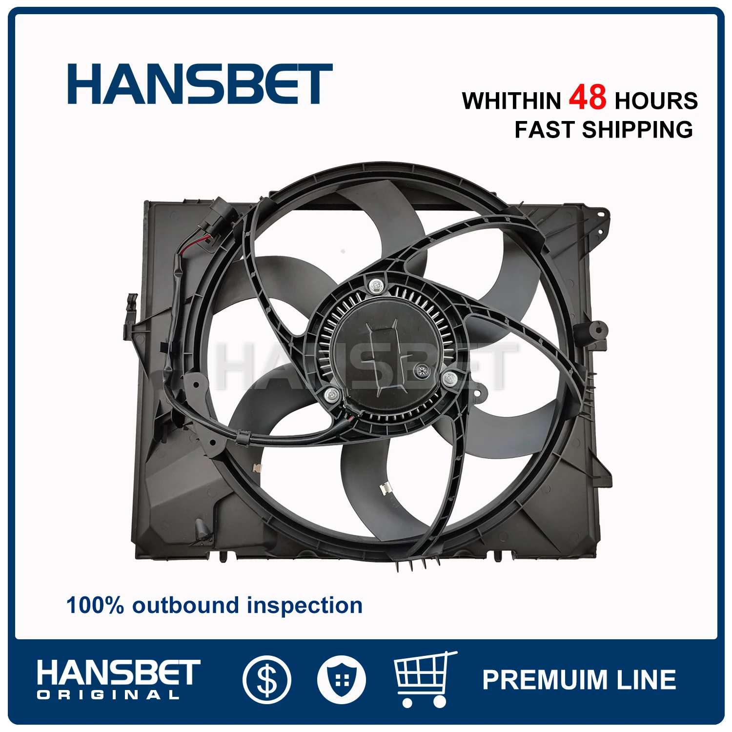 3Pin Cooling Fan Assembly Brushless Motor 400W Fit BMW E90 2006-13 325i 330i 325xi 330xi E89 Z4 17427523259,17117590699 HANSBET