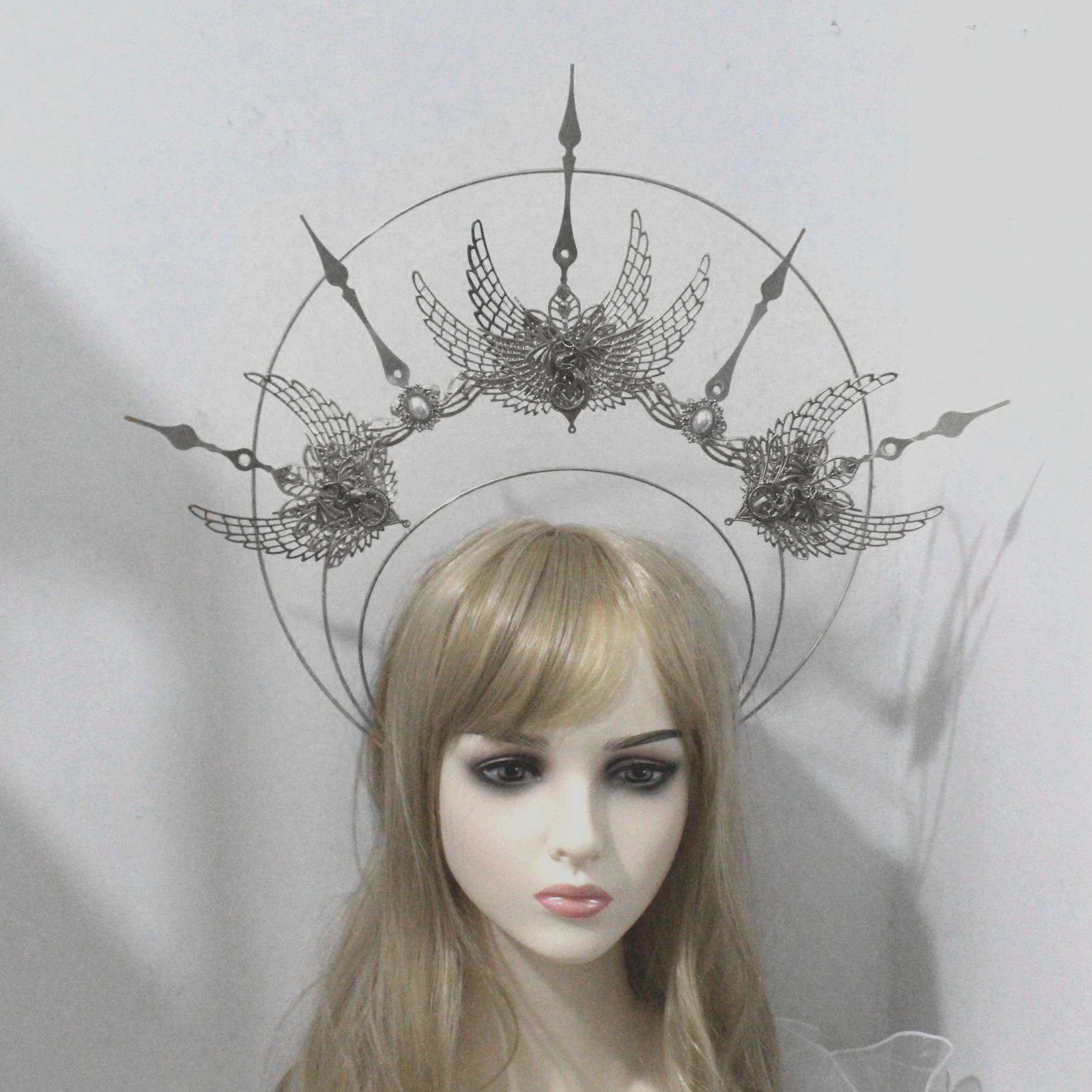 Filigree Flower Angel Gold Halo Headpiece Festival Celestial Sunburst Gothic Crown Maternity photoshoot Couronne DIY Material