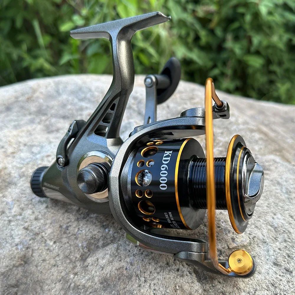 Spinning Fishing Reel Carp Front Rear Double Brake Saltwater Wheel Casting Coil Ultra Light Tackle 3000-6000Series With Line