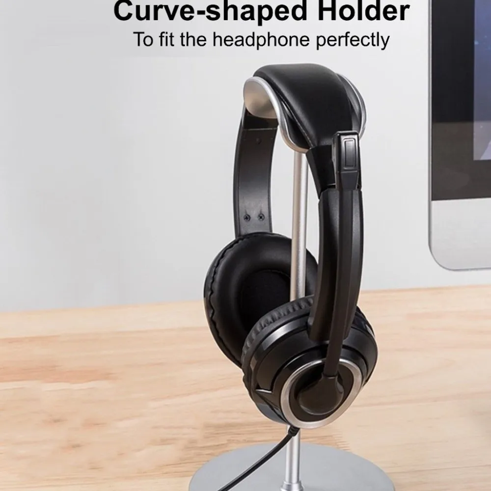 

Holder Headphone Display Stand Space Saving Enhance Stability Earphone Vertical Bracket Silver Detachable Headset Display Rack