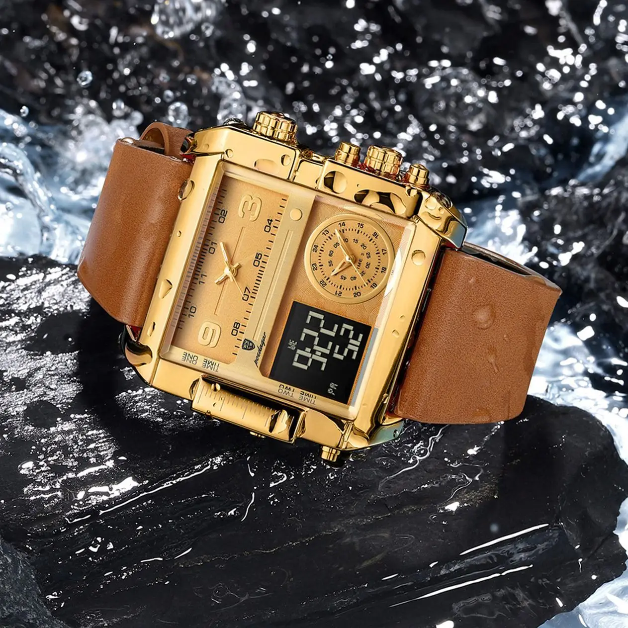 Luxury Man Wristwatch Rectangle Waterproof Luminous Day Week Men Watch Digital Multifunction Men's Watches Quartz Reloj - view 4