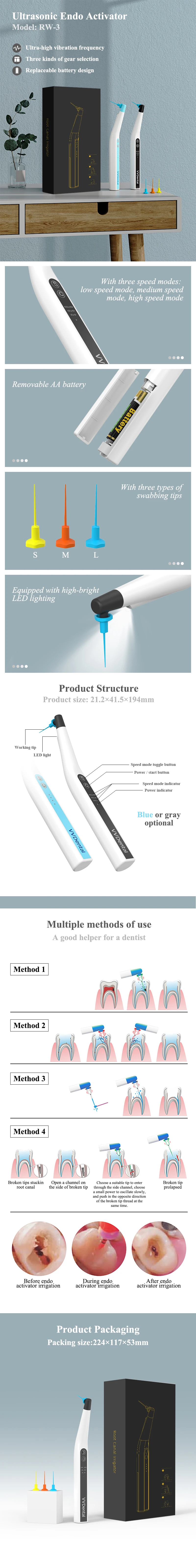 VV Dental Wurzelkanal Orthodontischer Schall-Irrigator Aktivator mit LED-Licht 30 Stück Spitzen Endodontie Reinigungsset Zahnmedizin-Angebote – Detail 1