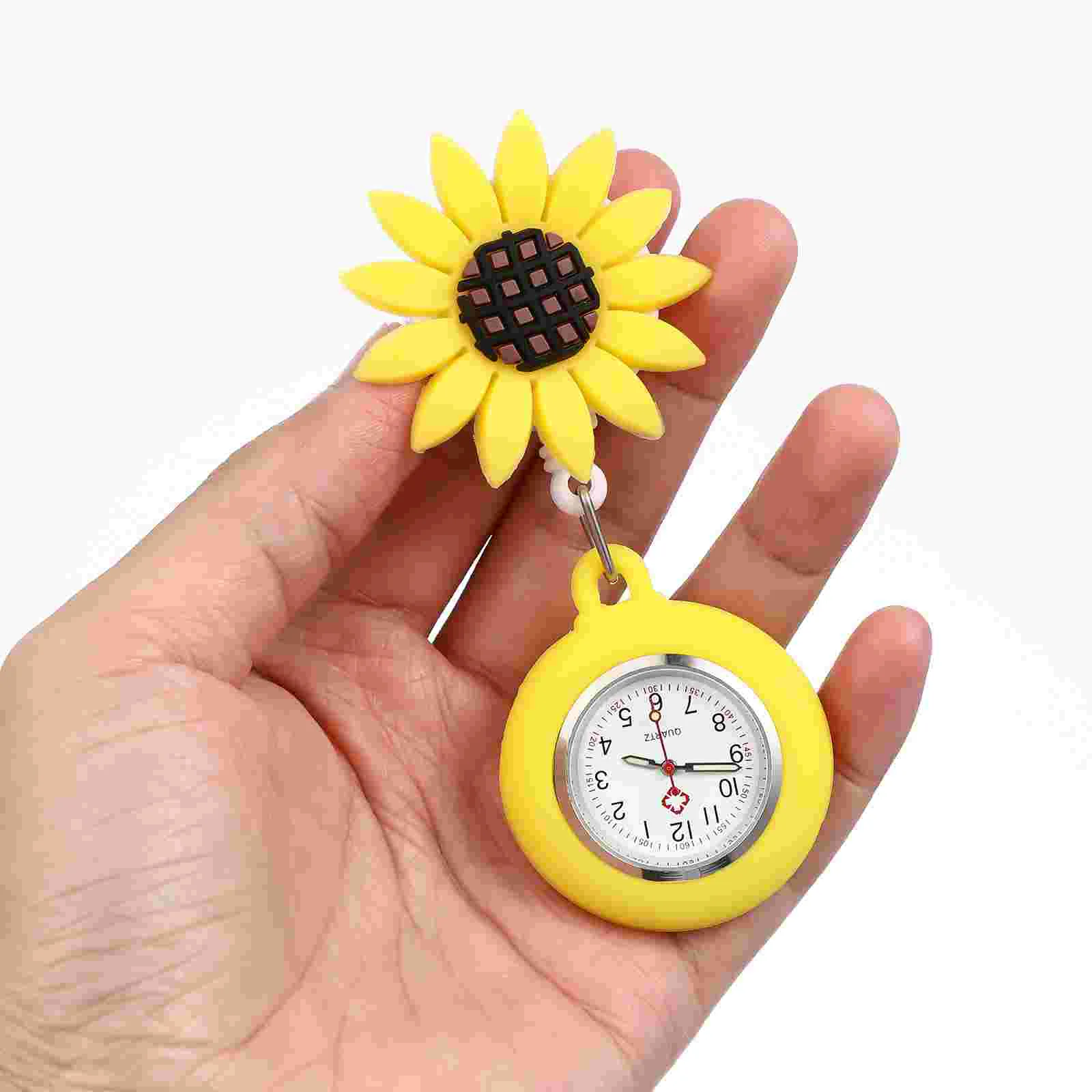 Sunflower Nurse Form Design Watch Chest Digital Decorate Nurses Fob Soft Silicone Durable Pocket Watches