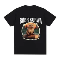 Bober Kurwa Bobr T-shirt Funny Meme Graphic Men's Women Fashion Hip Hop Short Sleeve Loose T-shirts  Comfort T Shirt