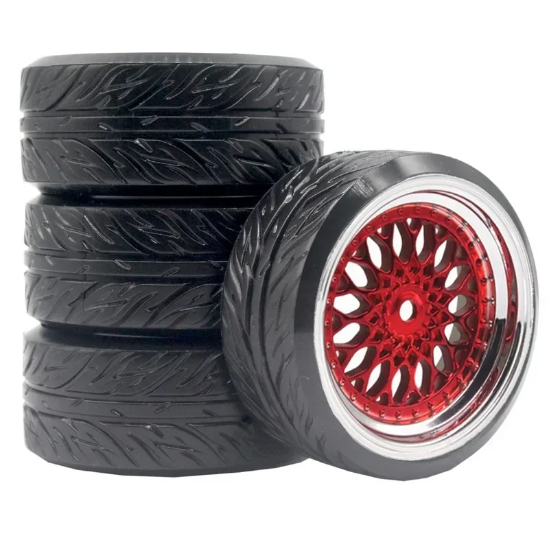 4Pcs RC 1:10 Drift Car Plastic Wheel Rim &Tyre tires For  60MM MJX 14303