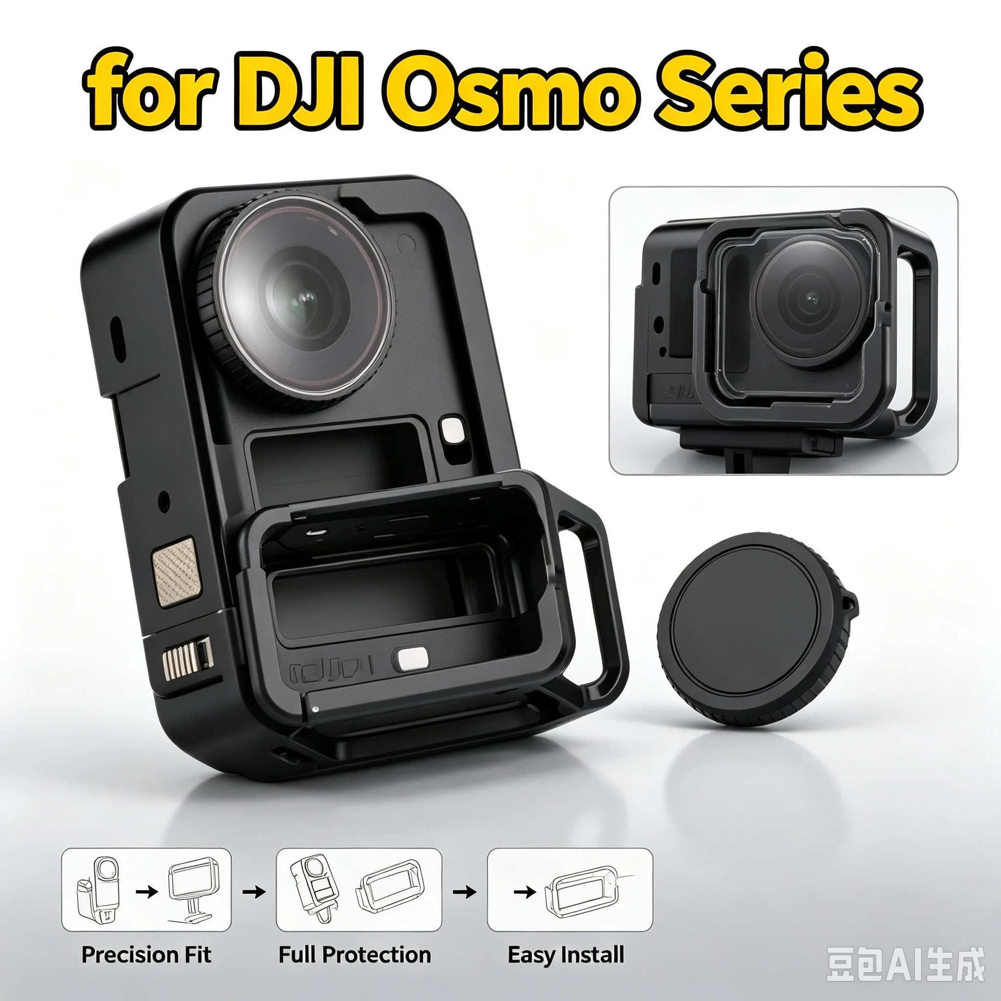Aluminum Alloy Protective Case for DJI Action 6 Camera Rabbit Rig Cage Metal Action Expansion Frame Accessory