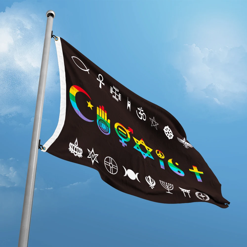 Coexist Rainbow World Peace Love Human Rights Religious Gay Pride Flag 3ft x 5ft Polyester Banner Flying 150* 90cm Custom