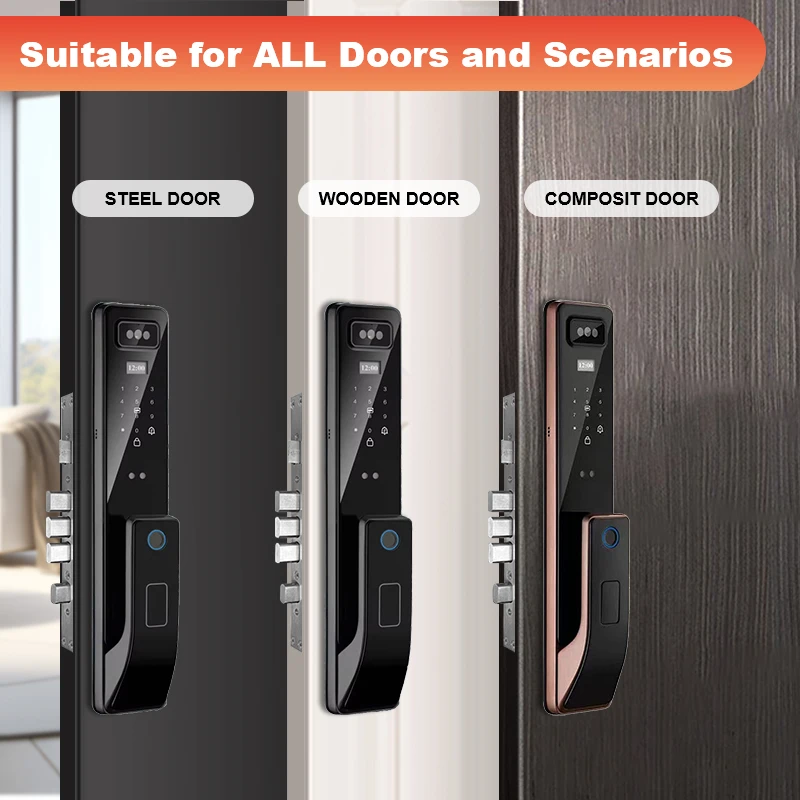 004 2024 New Style Tuya Wifi Video Intercom 3D Face Recognition Fingerprint Lock Intelligent Door Lock High-end Smart Door Lock