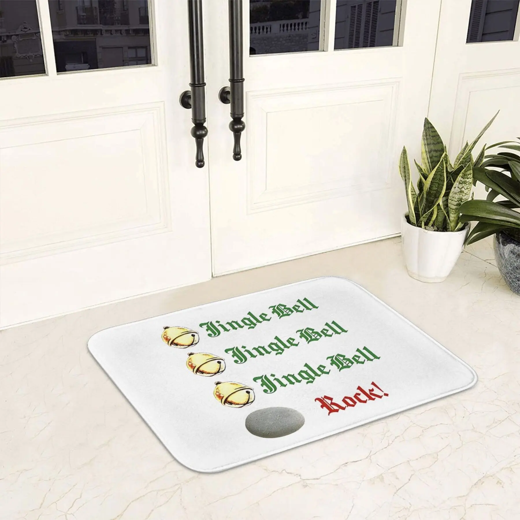 Jingle Bells! Christmas Door Mat-Lightweight, Non-Slip, Machine Washable Polyester Welcome Mat, Suitable for Bathroom, Bedroom
