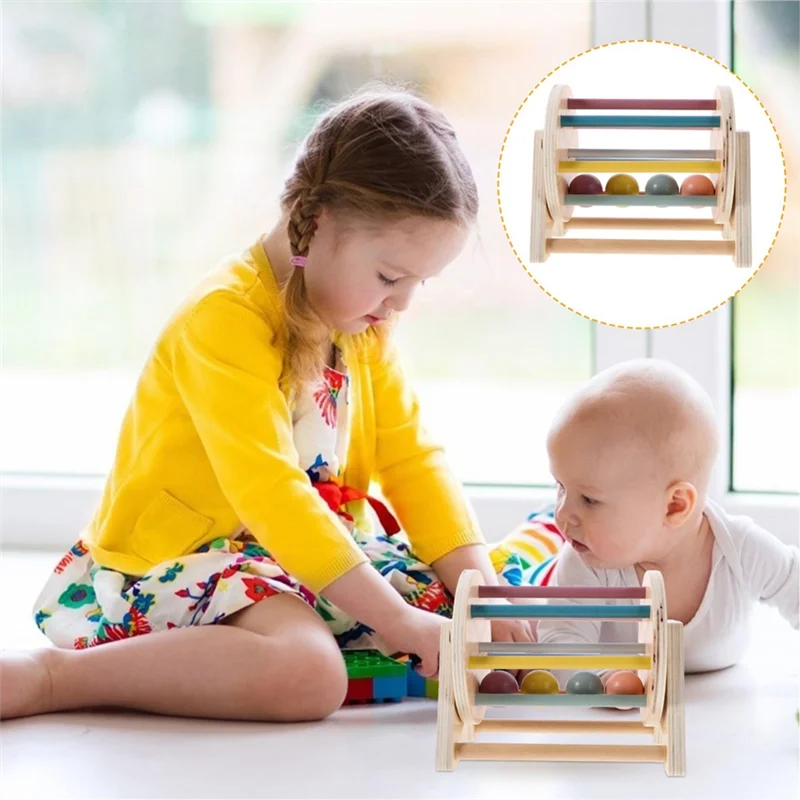 

FBIL-1 PCS Preschool Musical Drum Rolling Tummy Rainbow Prop As Shown Wooden Infant Roller Modeling Prop