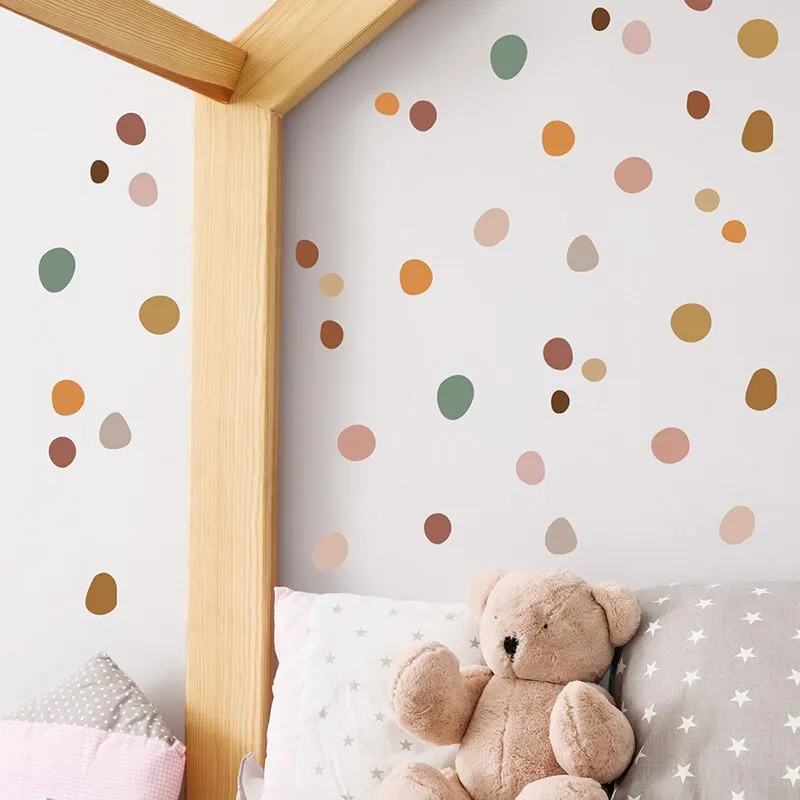 Stickers Muraux Imperméables de Style Bohème, Cercle Irrégulier, Charbon, PerfecPVC, Chambre d'Enfant, Maternelle, Décoration de la Maison, 42Pcs