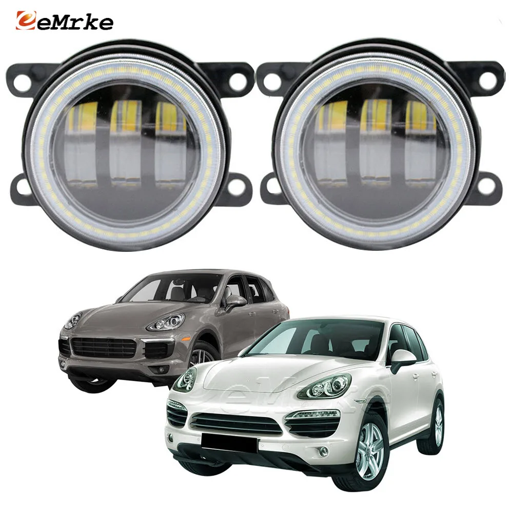 2x Led Angel Eye DRL Halo Fog Lamp Lens for Porsche Cayenne 92A 958 2010 2011 2012 2013 2014 2015 2016 Daytime Running Light