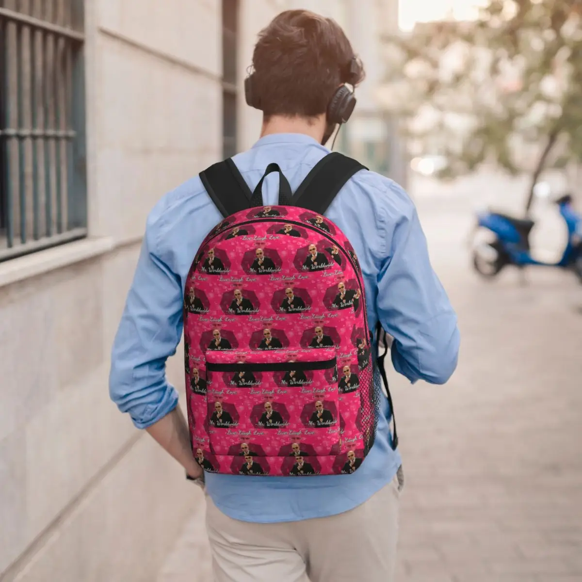 Mr Worldwide Live Laugh Love Student Backpack School Bag Hiking Travel Daypack for Boys Girls Bookbag Shoulder Bags