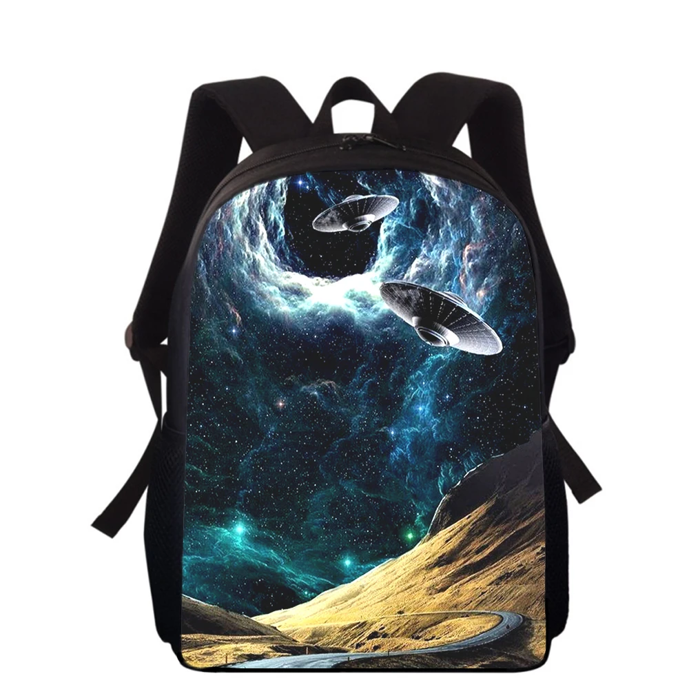 

outer space Spaceship UFO 15” 3D Print Kids Backpack Primary School Bags for Boys Girls Back Pack Students School Book Bags