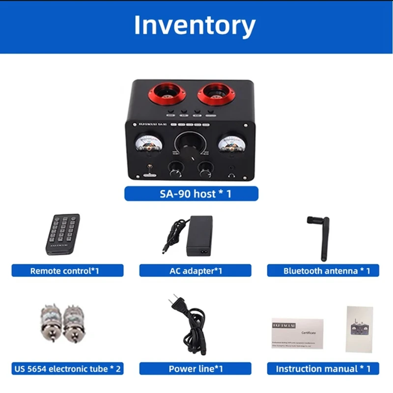 SA-90 NE5532 Bluetooth Amplifier USB Flash Drive Bluetooth Hifi Tube Small Audio Power Amplifier US-Plug