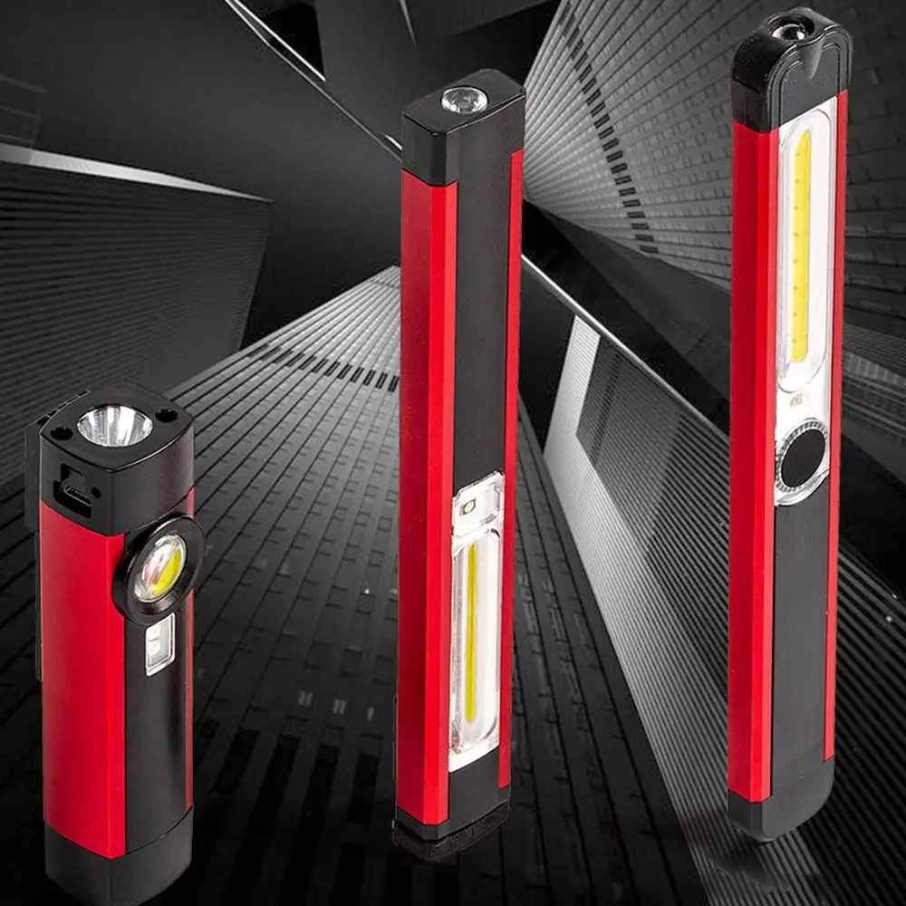 Ma Magneticgnetic Powerful Work Light Red / White Light Multi-purpose COB LED Flashlight USB Rechargeable 5-speed Repair Light