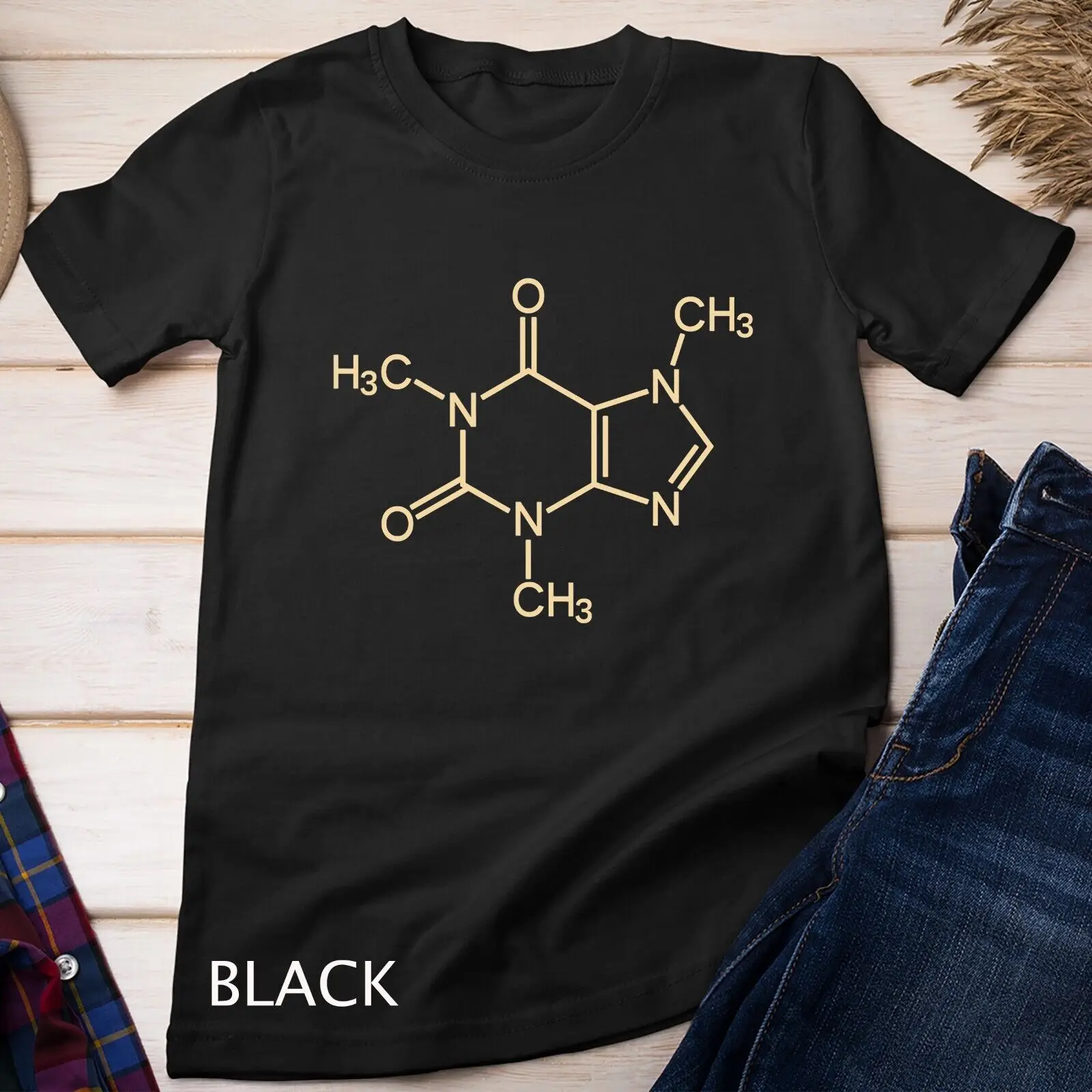 Colorful - Caffeine Molecule Chemical I Love Coffee Chemistry Unisex T-shirt