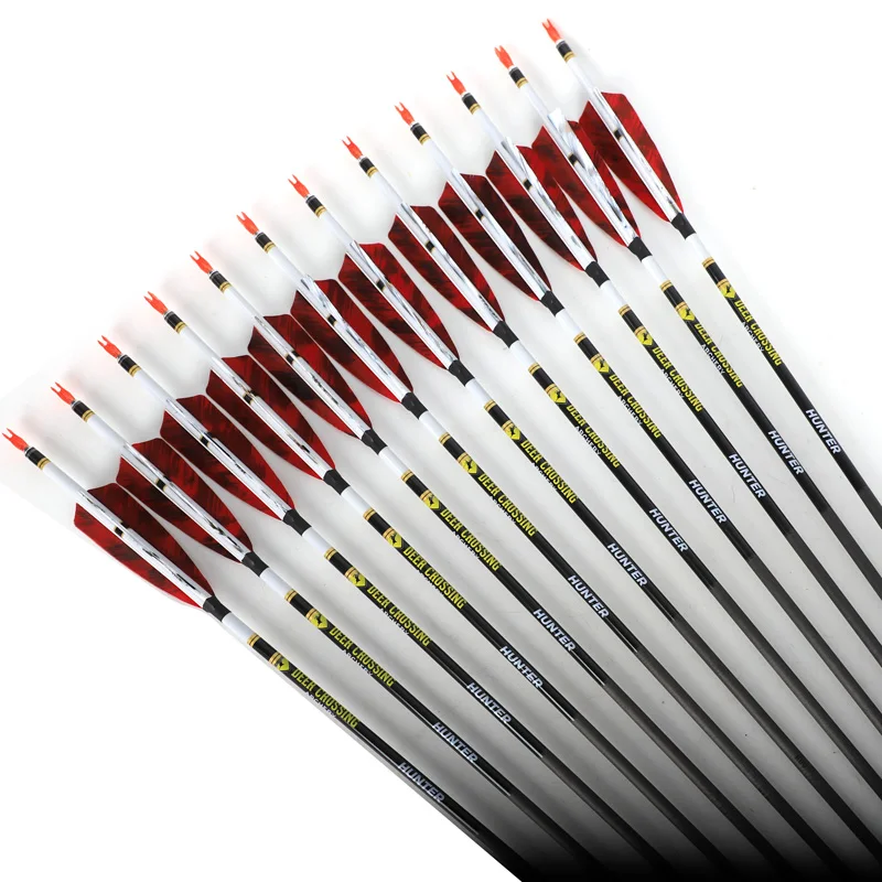 6-12pc Spine 340 400 500 600 700 800 Pure Carbon Arrow Shaft ID 6.2mm Bow Archery Huntting Shooting