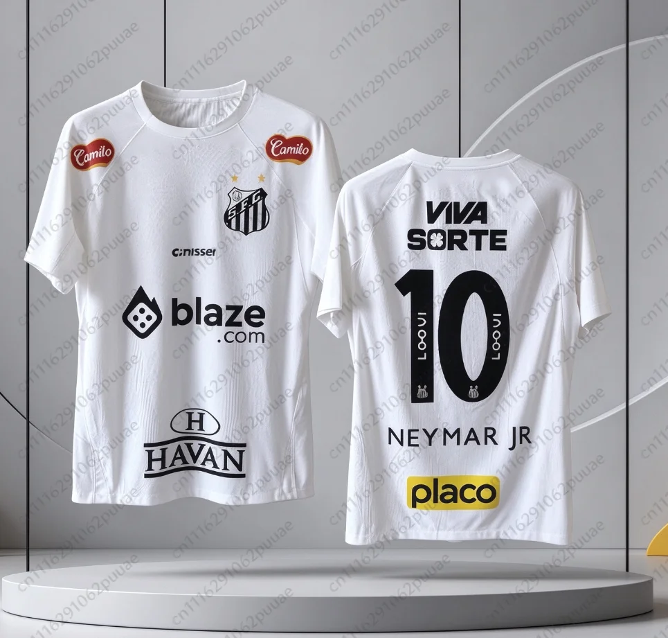 Santos Fußballtrikot 2026 Nr. 10 Fan-Fußballshirt Unisex Kurzarm Sportbekleidung Schnelltrocknend Atmungsaktiv Familien-Set – Detail 4