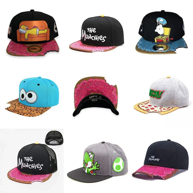 Adult Casual Sports Flat Edge Baseball Cap Cartoon Missing Corner Bite Fashionable Hat