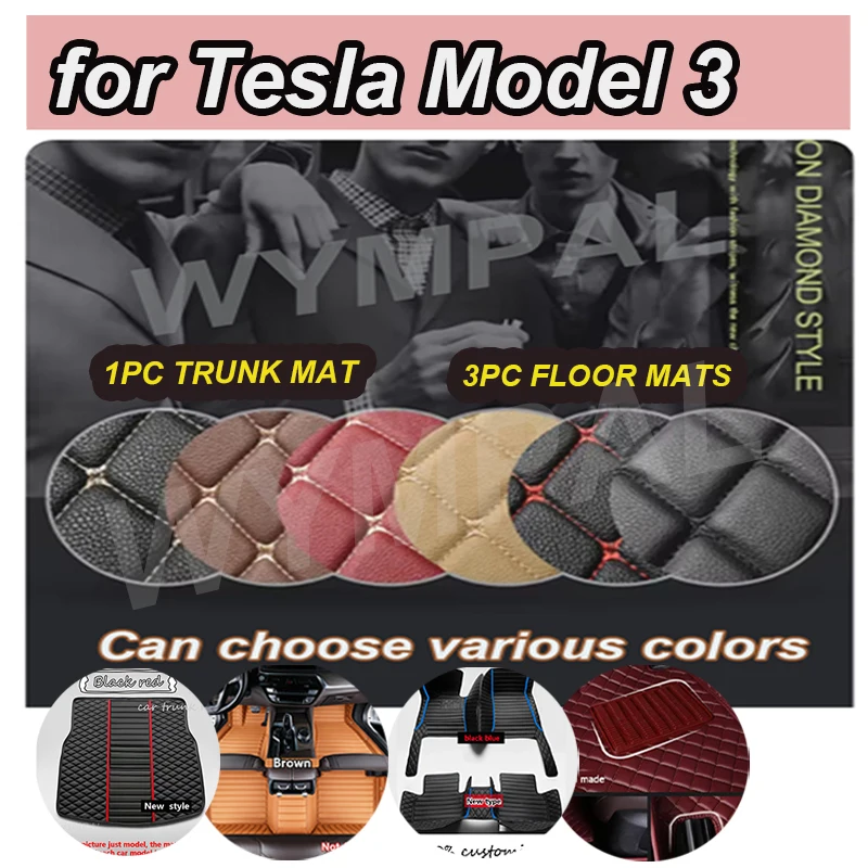 

LUXURY Car Floor Mats For Tesla Model 3 2019 2020 2021 Custom Auto Foot Pads