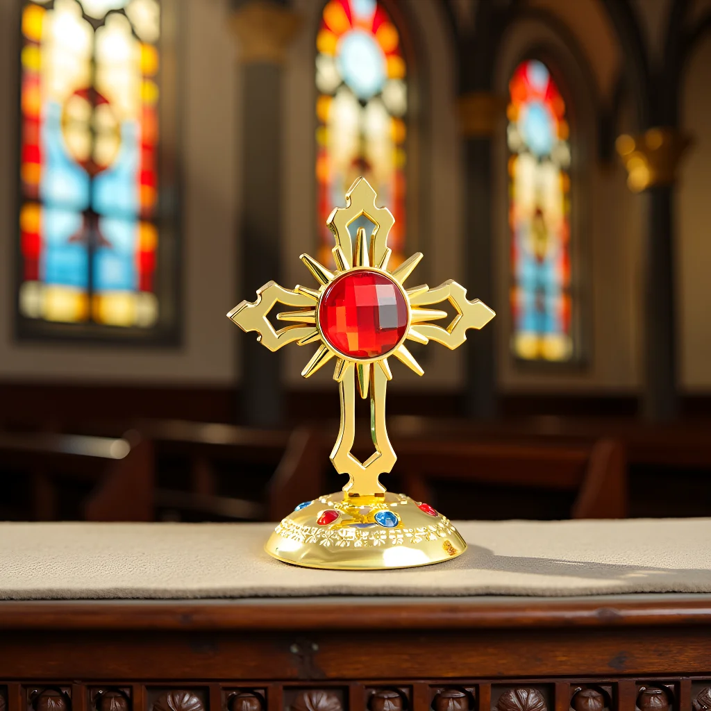 

HTISOK 3.5'' Catholic Cross, Zinc Alloy Car Decoration, Crystal Dashboard Ornament for Car Interior, Office Decor