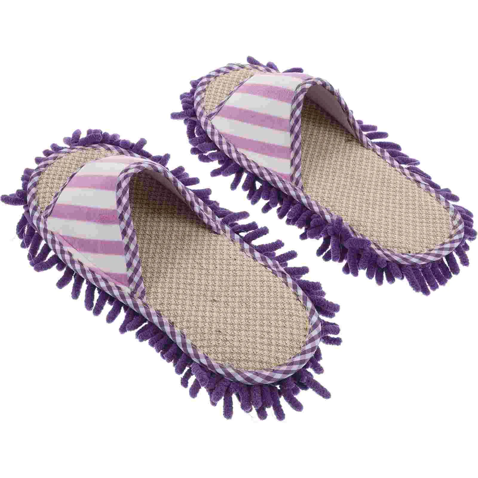 Coral Velvet Floor Slippers Mop Shoes for Cleaning Machine Washable Mopping Women Man