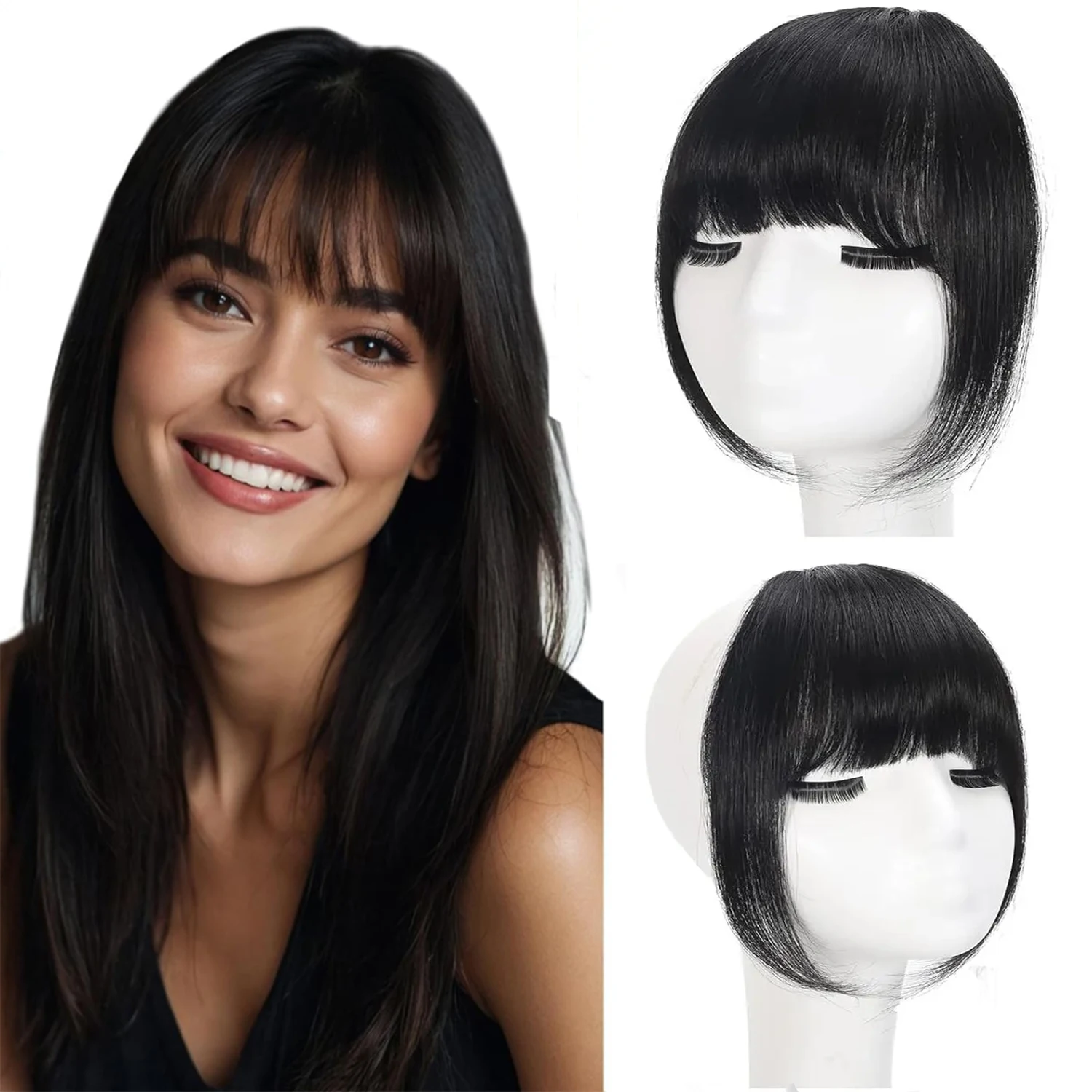 

Невидимая накладная челка-клипса 3D с прямым срезом из 100% натуральных человеческих волос для мгновенного придания объема, многослойная, натуральная прямая прядь для волос