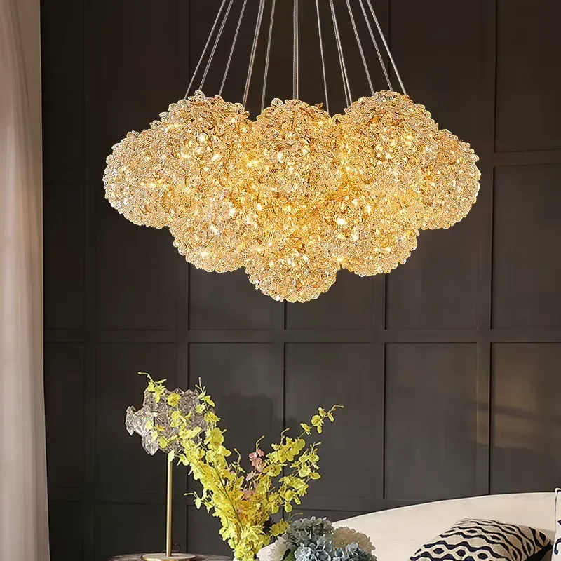 Modern Gold Creative Crystal Chandelier Pendant Globe Hanging Pendant Lamp Crystal Light for Living Room