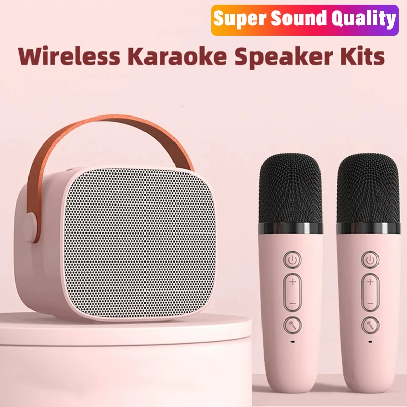 Wireless Dual Microphones Karaoke Machine KTV DSP System Bluetooth Speaker HIFI Stereo Surround For Kids And Adults Party Gift