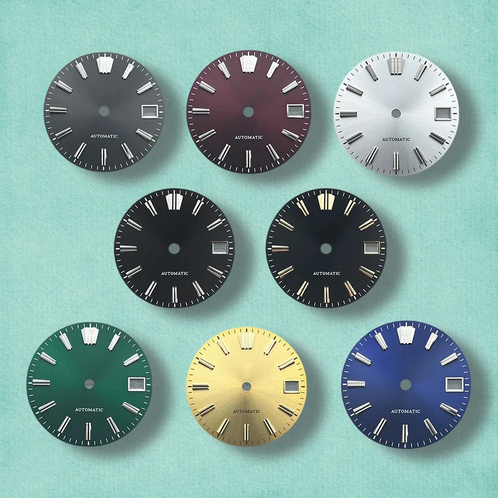 

28.5mm S Logo Sunray Dial Fit NH35/NH36/4R/7S Movement Applied Index Riveted Dial Watch Modification Accessories