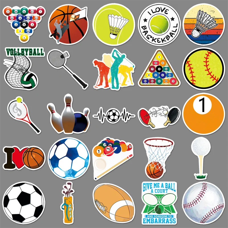 50Zhang Mixed Ball Graffiti Sports Volleyball Decorative Luggage Phone Waterproof Stickers