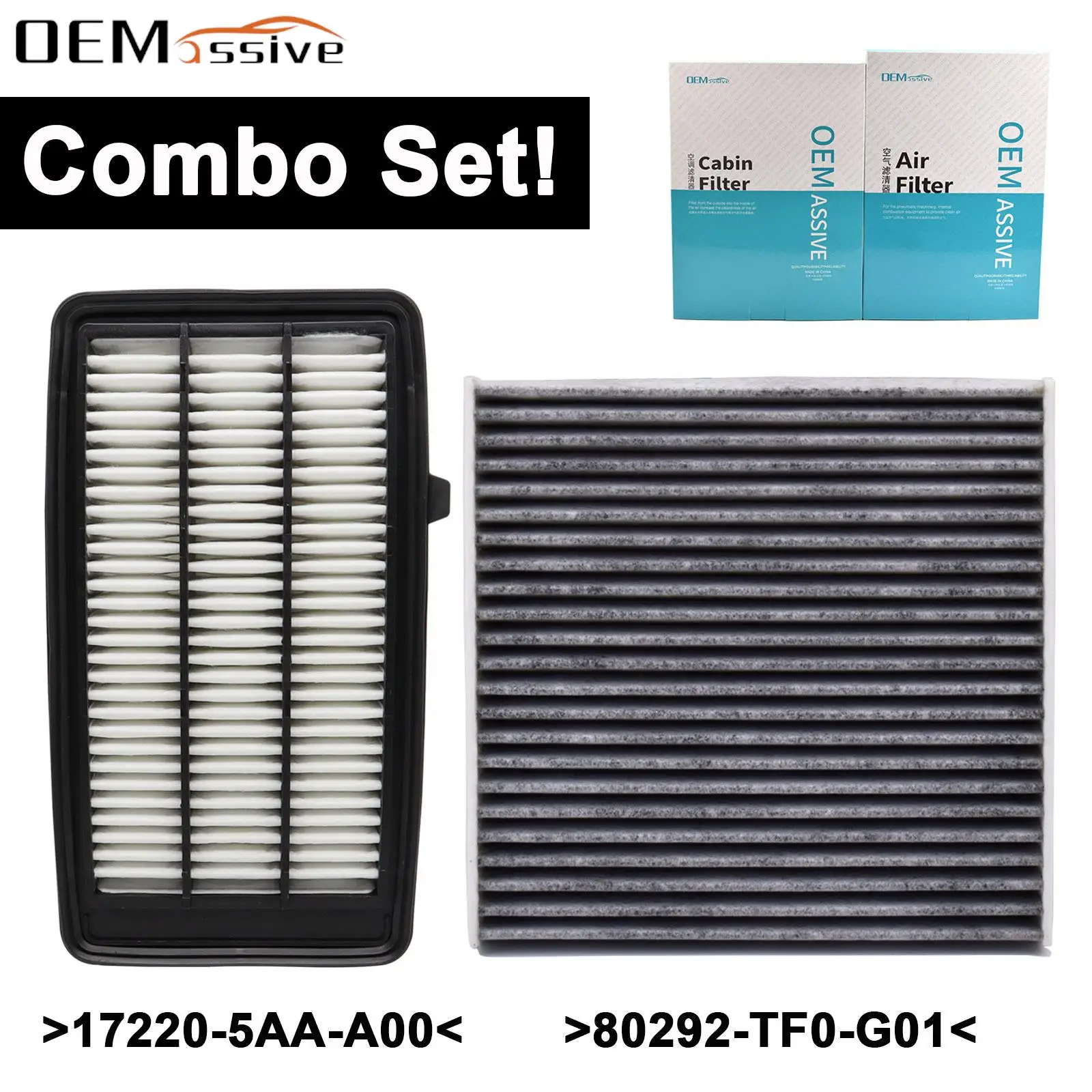 17220-5AA-A00 80292-TF0-G01 Combo Set Engine Cabin Pollen Air Filter For Honda CR-V CRV Civic 1.5 Turbo 2016 2017 2018 2019 2020