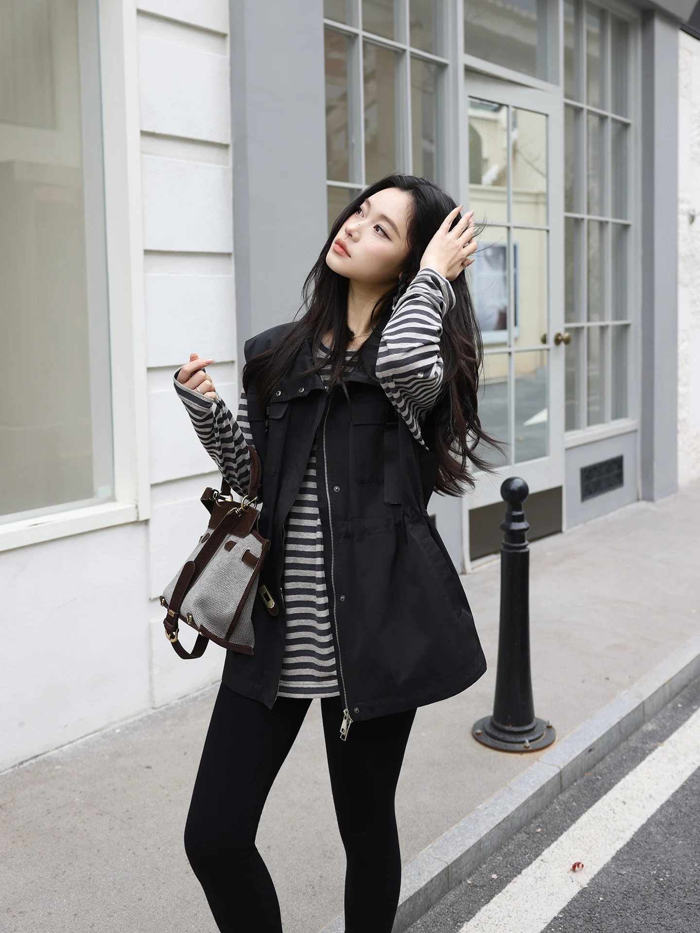 

Bla Outdoor Svel Slim Fit Waist Cinching Double Bule Vest MEHOMEYANG Commute Sle Cotton Blend Fabric Jaet