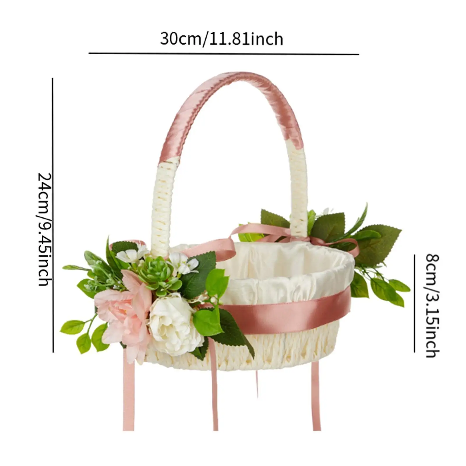 女の子のための緑の植物,素朴な花の装飾,結婚式用品,ハンドル付きの写真アクセサリー,緑の植物の結婚式のバスケット
