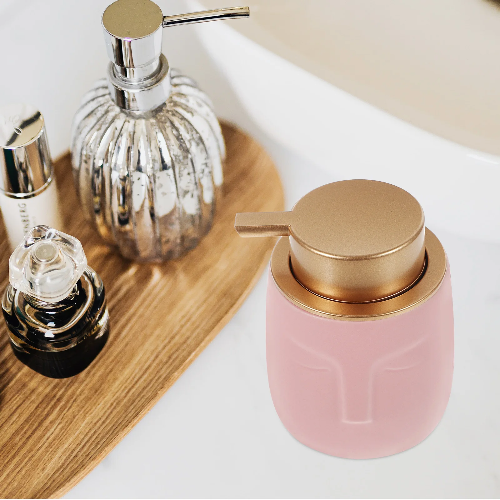 

Ceramic Soap Dispenser Press Pump Bottle Refillable Lotion Shampoo Container for Bathroom Kitchen Hand Soap Use