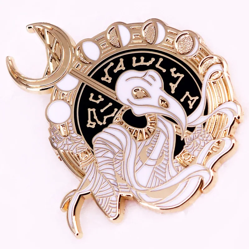 Vintage Egyptian Moon God Hard Enamel Lapel Pin Moon Phase Constellation Symbol Metal Brooch Fashion Decor Accessory Gift